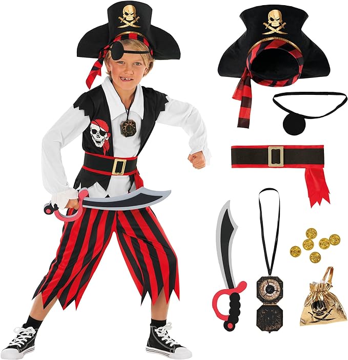 Photo 1 of Morph Pirate Costume Kids Pirate Costume Boys Pirate Costume Boys 10-12 Boys Pirate Costume Size 7-8, 4-6 For Kids
