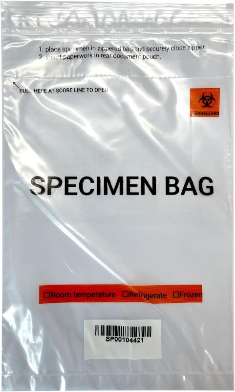 Photo 1 of Belinlen 200pcs 6x9in/15x25cm Biohazard Specimen Bags 3 Wall Clear Specimen Bags Laboratory Sample Bag with Biohazard Logo Printing, Ziplock Top with Outside Pocket Paperwork Pouch(2mil, Clear)
