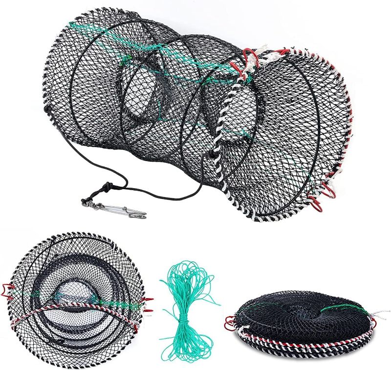 Photo 1 of Anglerbasics Portable Crab Trap,Foldable Crab Cage Crab Net,Fish Trap for Minnow, Crawfish, Shrimp,Lobster, Bait, Snare Trap
