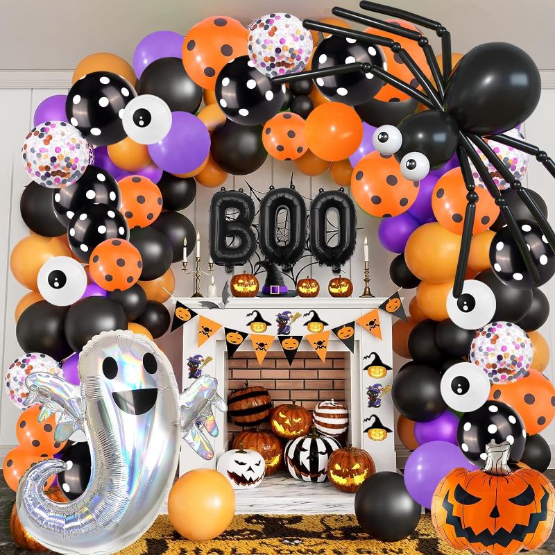 Photo 1 of 128 Pcs Halloween Confetti Balloons, Huge Spider Boo Ghost Aluminum Foil Balloons Black Orange Purple Helium Latex Balloons for Birthday, Baby Shower, Halloween Party Decorations Supplies
++++PACK OF 3++++