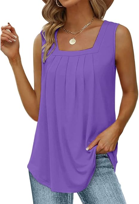 Photo 1 of Dwnval Summer Casual Square Neck Tank Tops for Women Loose Fit Tunic Blouses Shirt Plus Size
SIZE S