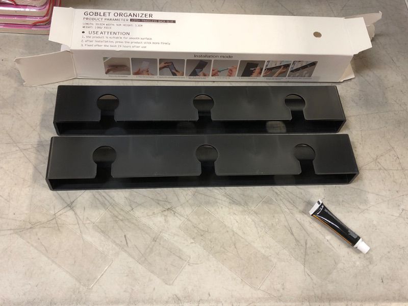 Photo 1 of 2Pack Wine Glass Holder Under Shelf Cabinet Wine Glass Rack Plastic Stemware Rack Glasses Storage Hanger Bar Kitchen Wine Glasses Organizer (black)