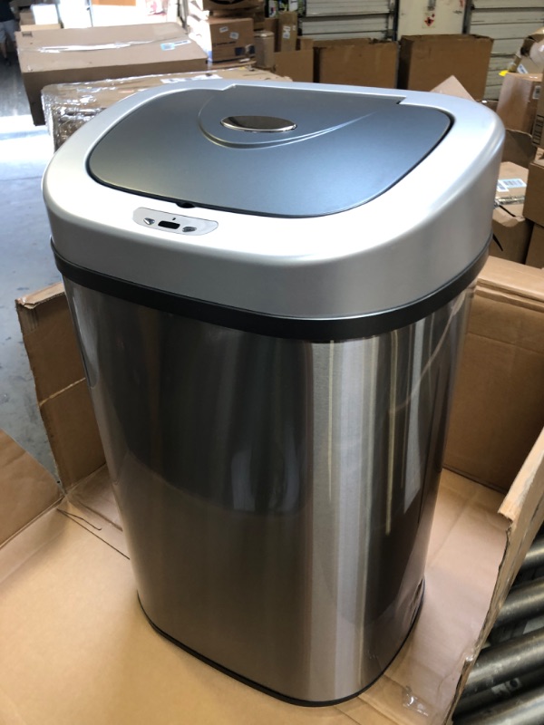 Photo 4 of  Amazon Basics Automatic Hands-Free Stainless Steel D-Shaped Trash Can, 80 Liters, 2 Bins

