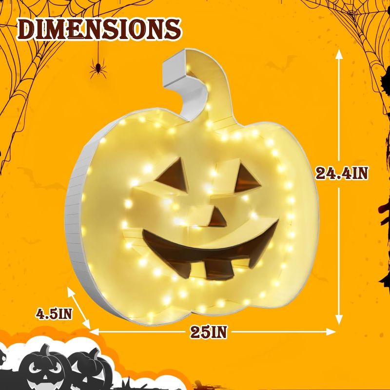 Photo 3 of wbhh Light up Halloween Jack-o'-Lantern Set?Halloween Pumpkin Pre-Cut Foam Board Kit Decorative Pumpkin Foam Halloween Decorations Props for Indoor and Outdoor 24'' Tall (Pumpkin)