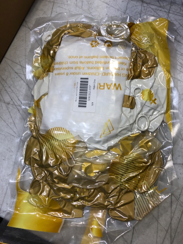 Photo 1 of RUBFAC White Gold Balloons Garland Arch Kit with Gold Confetti Balloons for Baptism Wedding Birthday Party Decoration White and Gold