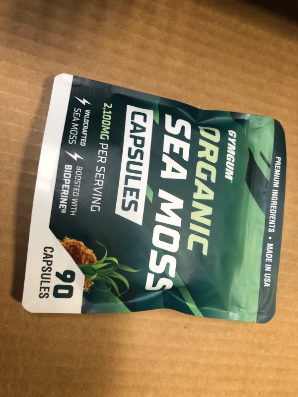 Photo 2 of GYMGUM Organic Sea Moss Capsules | Ultimate 2100mg Irish Sea Moss Capsules | Mega Blend with Bladderwrack, Burdock Root & BioPerine | Detox, Cleanse & Energize with Seamoss Pills (90 Count)----exp date 03/2027
