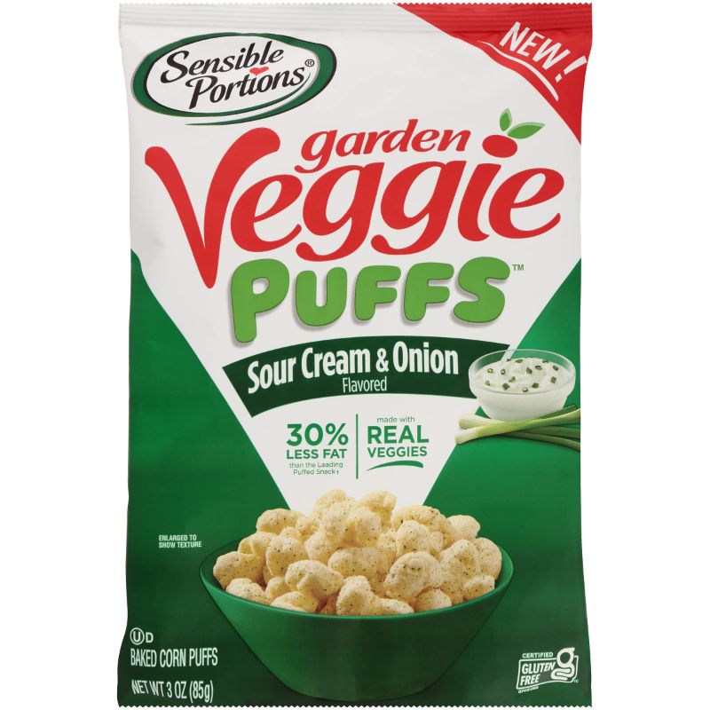 Photo 1 of 6PCS--Sensible Portions Garden Veggie Sour Cream & Onion Flavored Baked Corn Puffs, 3 oz  ----EXP DATE 11/2023