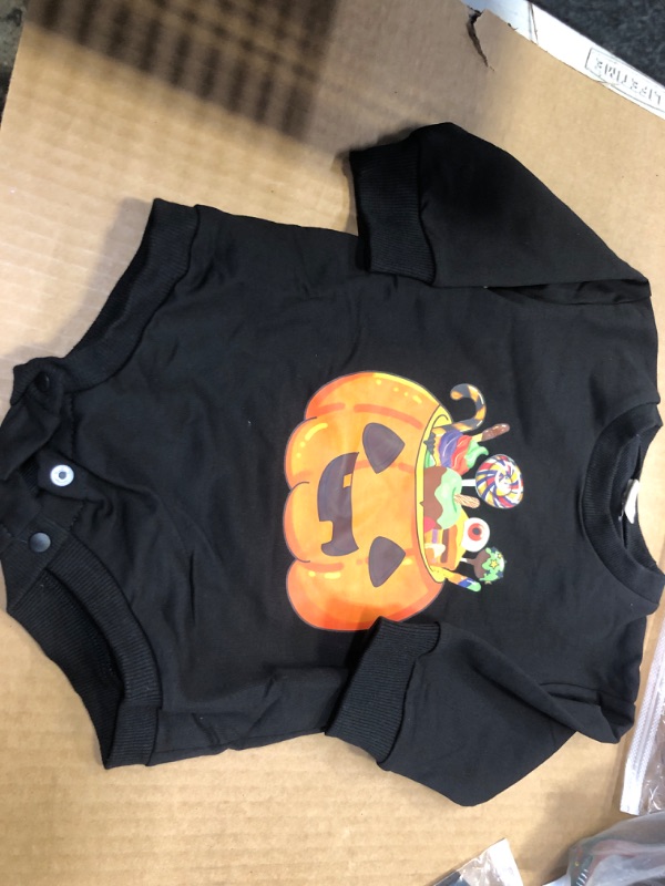 Photo 2 of 6/9 Months Urkutoba Halloween Baby Clothes, Infant Boy Girl Halloween Romper Pumpkin Sweater One Piece Jumpsuit Fall Winter Sweatshirt
