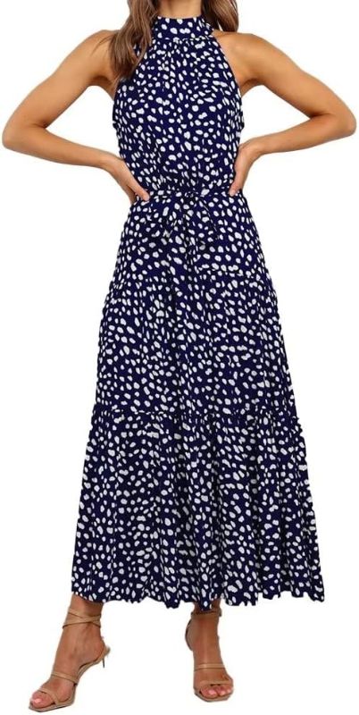 Photo 1 of JURIS HALTER MAXI DRESS DOTTED FLORAL SKIRT (BLUE, 3XL)