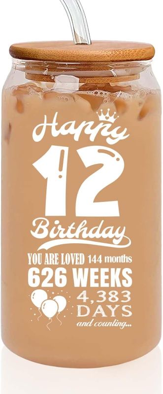 Photo 1 of 12 Year Old Girl Birthday Gifts - Birthday Party Favors for Kids - Birthday Gifts for 12 Year Old Girls Boys - Birthday Gifts for Girls Boys Daughter Son - 16 Oz Coffee Can Drinking Glass Cup

