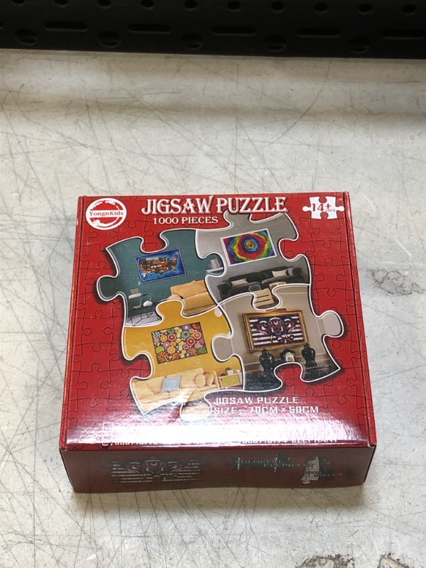 Photo 1 of Jigsaw Puzzle Colorful Elephant 1000 pieces Ages 14+ Red White Blue YongnKids
