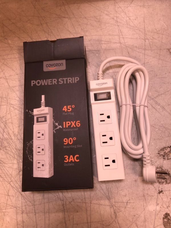 Photo 1 of Covozon Power Strip Surge Protector - IPX10 Waterproof, Fire-Resistance, Overload Protection, Flat Outlet Extension Cord with USB Ports, Dorm Room Home Office Essentials, FCC UL Listed
