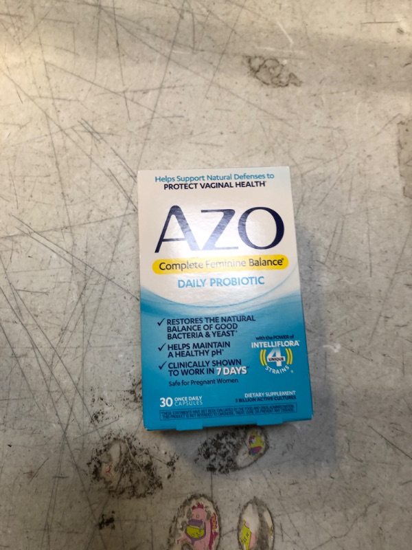 Photo 2 of AZO Complete Feminine Balance Daily Probiotics for Women, Clinically Proven to Help Protect Vaginal Health, Helps balance pH and yeast, Non-GMO, 30 Count excp- 04/2025