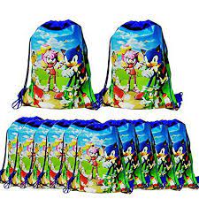 Photo 1 of 12 Packs Sonic Drawstring Party Bag, Party Favors Bags Drawstring Backpacks Gifts Bags Birthday Party Supplies Favor Bag for kids Children Baby 