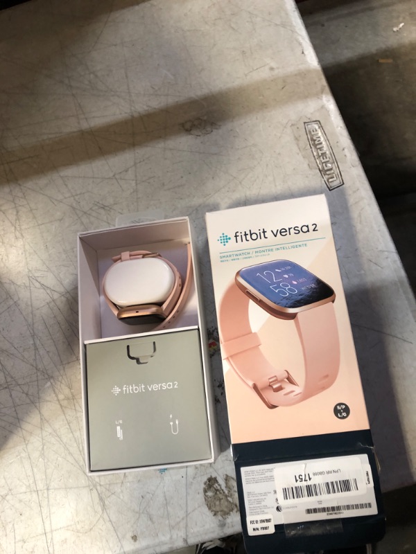 Photo 2 of Fitbit Versa 2 Health & Fitness Smartwatch with Heart Rate, Music, Alexa Built-in, Sleep & Swim Tracking, Petal/Copper Rose, One Size (S & L