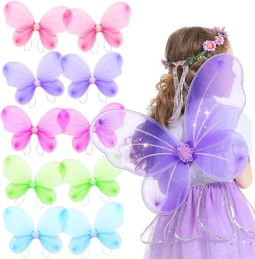 Photo 1 of Girls Wings Fairy Wings, Kids Butterfly Wings Little Girls Wings Costume for Birthday Party Halloween Dress up 2 PCS PINK AND PURPLE