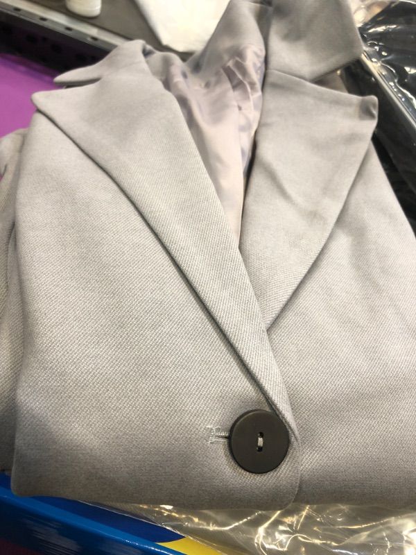 Photo 2 of GRAY Womens Pea Coat Elegant Notched Lapel Single Breasted Outwear Jacket Overcoat SIZE SMALL/MEDIUM  GRAY