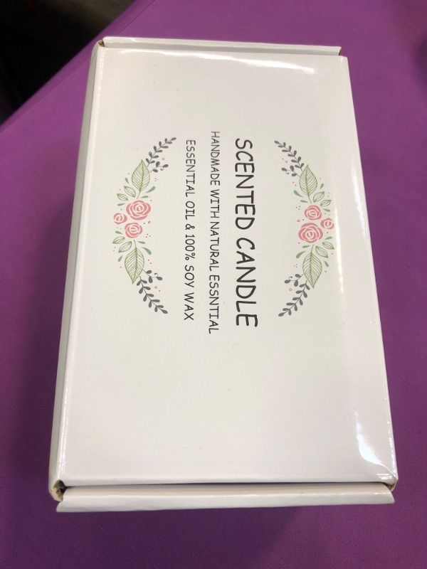 Photo 2 of 2 Bottles of Scented Candle Gift Box, containing 1 Bottle of Lavender Scented Candle and 1 Bottle of Rose Scented Candle, Each 12.4 oz, with Wooden lid, Natural Soy Wax,Stress Relief, Candle Gift