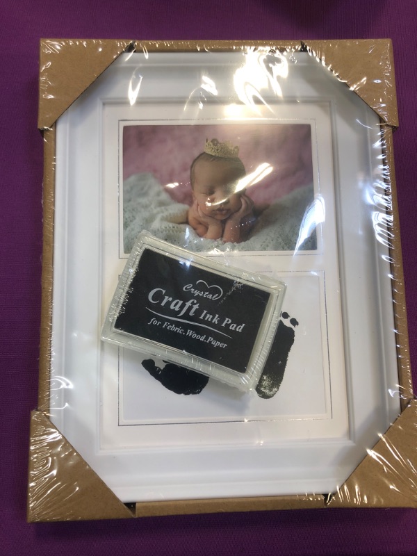 Photo 2 of  9x7 Baby Picture Frames Handprint and Footprint Kit. Photo Frame for Newborn. Opening 4.7x3.1 inch. White.