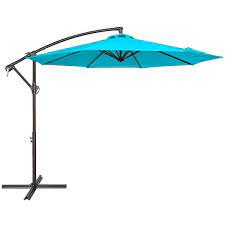 Photo 1 of 10 ft. Steel Cantilever Patio Umbrella in Light Blue
