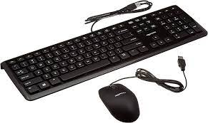 Photo 1 of Amazon Basics USB Wired Computer Keyboard (QWERTY) and Mouse Bundle Pack, black

