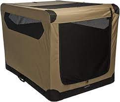 Photo 1 of Amazon Basics 2-Door Collapsible,Lightweight Soft-Sided Folding Travel Crate Dog Kennel, X-Large, 42 x 31 x 31 Inches, Tan
