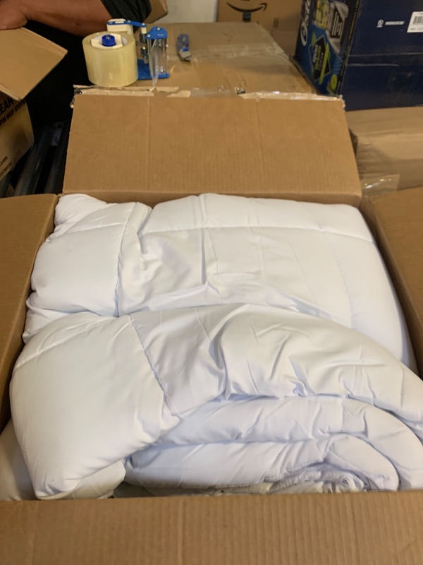 Photo 2 of BedTreat Down Alternative Comforter with Corner Tabs - All Season Quilted Full Size 240 GSM White Comforter, Machine Washable Microfiber Bedding Twin XL/Full White