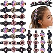 Photo 1 of 12PCS Sparkling Crystal Stone Braided Hair Clips Four-Leaf Clover Chopped Hairpin Duckbill Rhinestone Hair Pins with 3 Small Clips Double Satin Fabric Hair Barrette For Thick Hair Women
