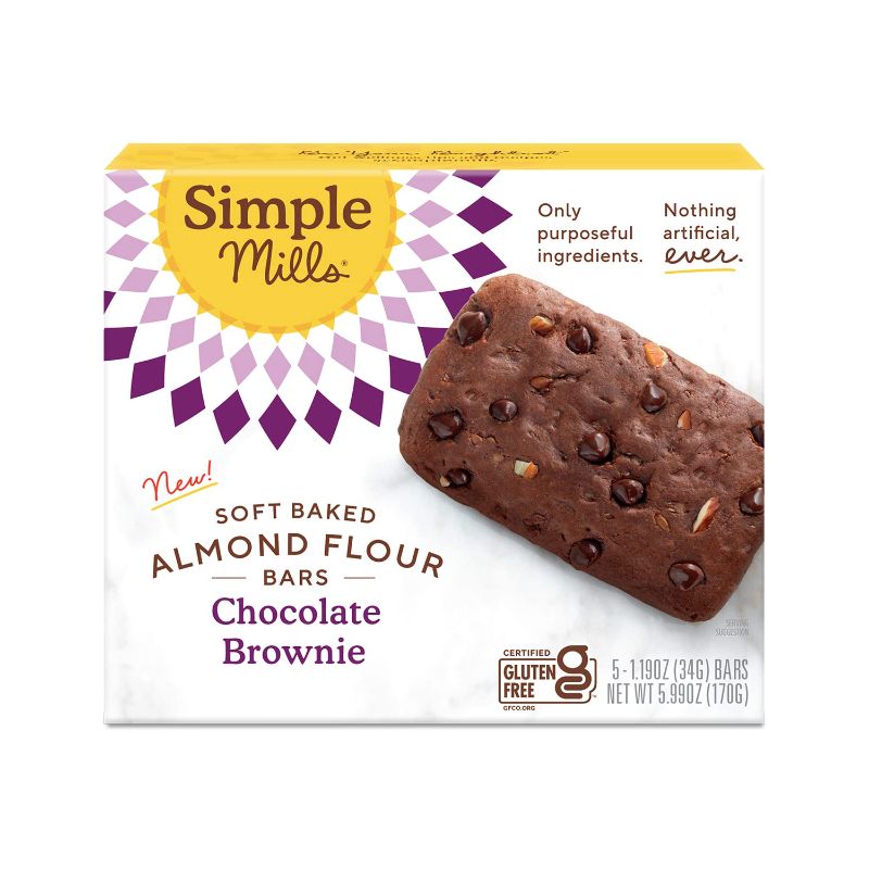 Photo 1 of 2 Pack Bundle Simple Mills Almond Flour Breakfast Bars, Chocolate Brownie - Gluten Free, Made with Coconut Oil, Chia Seeds, Sunflower Seeds, Flax Seeds, Healthy Snacks, 6 oz. (Pack of 1) Chocolate Brownie 1.19 Ounce (Pack of 5) - EXP 01/04/2024