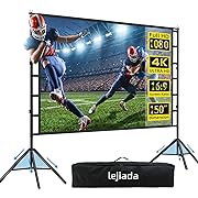 Photo 1 of 12-Foot Projector Screen and Stand,150 inch Large Indoor Movie Projection Screen 16: 9 Wrinkle-Free Design Ideal foOutdoor Yard Movie Night and Outdoor Camping, Conference, Office,Presentations
