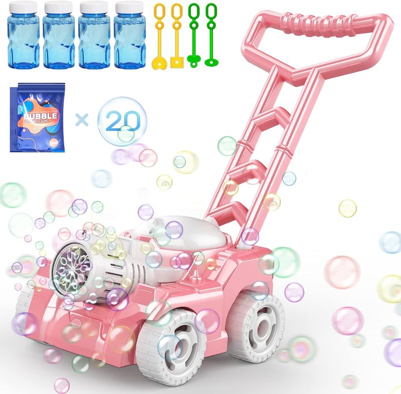 Photo 1 of Bubble Machine,Bubble Blower Maker,Bubble Lawn Mower for Toddlers 1-3,Summer Outdoor Push Backyard Toys,Wedding Party Favors,Christmas Birthday Gifts for Preschool Baby Boys Girls…
