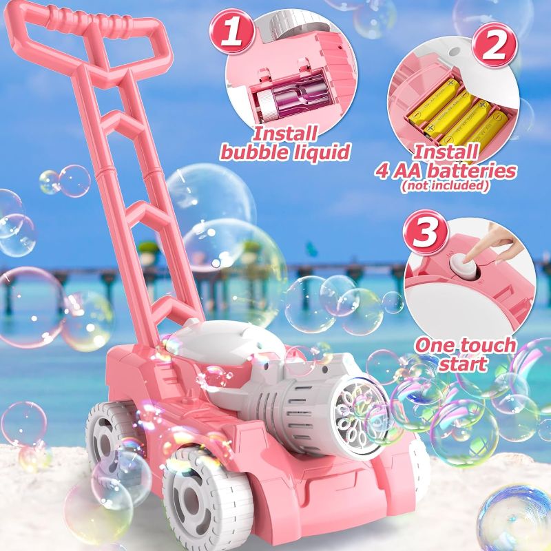 Photo 1 of Bubble Gun, 69 Holes Bubble Machine Gun with 2 Batteries, Bubble Machine for Kids Adults, Bubble Toys for 3 4 5 6 7 8 9 10 11 12 Year Old Girls Birthday Pink Bubble Blower
