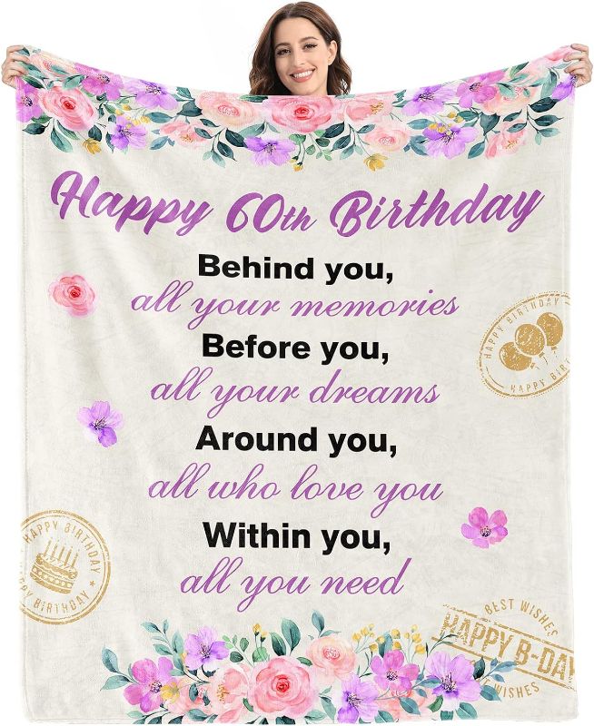 Photo 1 of 60th Birthday Gifts for Women Blanket,60th Birthday Gift Ideas,60th Birthday Decorations Women,Gifts for 60 Year Old Woman,1963 Birthday Gifts Women,Turning 60 Gifts for Women,Throw Blanket 60"x50"
