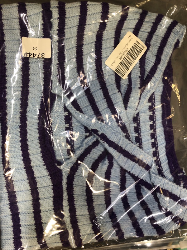 Photo 2 of Bairmild Women's Striped Twist Front Knit Tube Top Sexy Strapless Cutout Crop Tank Sleeveless Slim Fit Bandeau Crochet Top SIZE S
