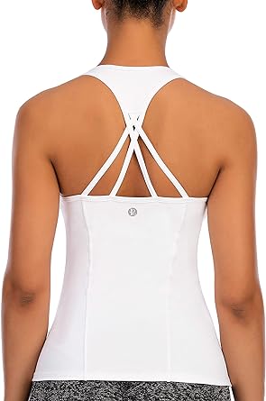 Photo 1 of RUNNING GIRL Yoga Tops for Women with Built-in Shelf Bra ? Cross-Back Straps - Workout Tank Tops for Active Women
