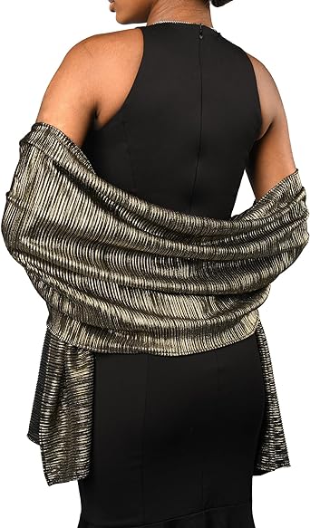 Photo 1 of FURTALK Sparkling Metallic Shawls and Wraps for Evening Dresses Wedding Party Scarf Silver Gold
