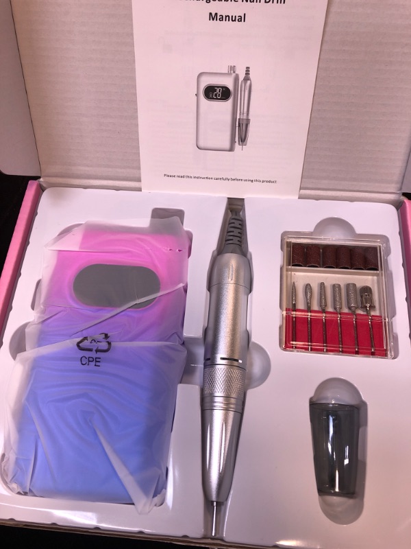 Photo 2 of Professional Nail Drill Machine for Acrylic Nails ,40000 RPM Electric Nail File , USB Charging Portable Nail File, Suitable for Hair Salon, Home (Purple & Blue)