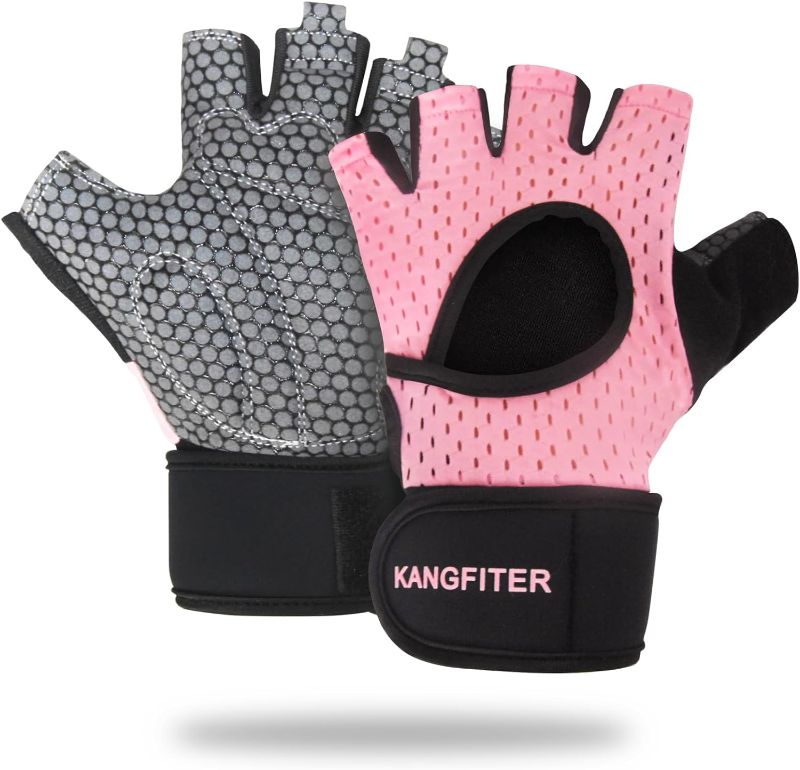 Photo 1 of KANGFITER Breathable Workout Gloves for Women, Weight Lifting Gloves with Wrist Support and Palm Protection, Non-Slip Gym Gloves for Extra Grip, Exercise Gloves for Lifting, Training, Fitness, Cycling
