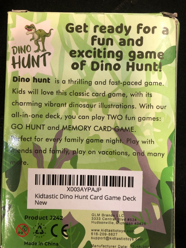 Photo 2 of Kidtastic Dino Hunt Card Game Deck for 3-6 Age Toddler Kids, Learning and Strategy Memory Games, Educational and Preschool Birthday Party Match Hunt for Boys and Girls 2PK
