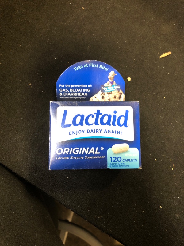 Photo 2 of Lactaid Original Strength Lactose Intolerance Relief Caplets with Natural Lactase Enzyme, Dietary Supplement to Help Prevent Gas, Bloating & Diarrhea Due to Lactose Sensitivity, 120 ct 2025/05