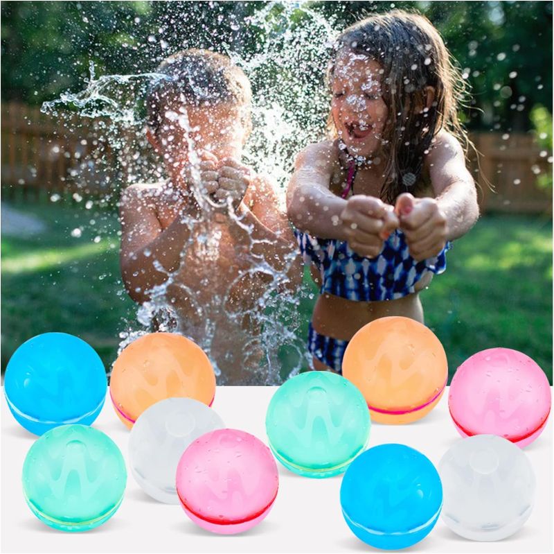 Photo 1 of 12 Pcs Reusable Water Balloons for Kids Adults, Quick Fill Magnetic Silicone Water Bomb, Outdoor Activities Water Games Toy Outside Summer Pool Party Supplies (12 Pcs)
