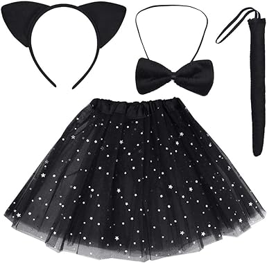 Photo 1 of Dxhycc Black Cat Costume Set Cat Ears Headband Tail Bowtie Tutu-Halloween, Dress Up, Cosplay Accessory Kit
