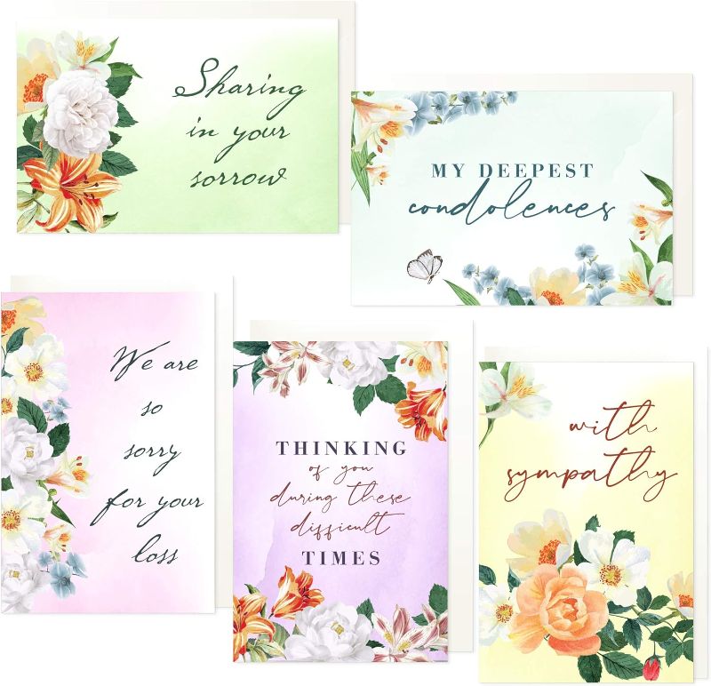 Photo 1 of Sympathy Cards with Envelopes Assortment Box - 30pc Bulk Condolence Card Set - Heartfelt Sorry For Your Loss Bereavement Greeting Cards Boxed Pack
