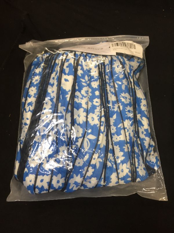Photo 1 of Charis Allure Women's Floral Print Pleated Skirt A-line Chiffon Midi Skirts Medium Blue