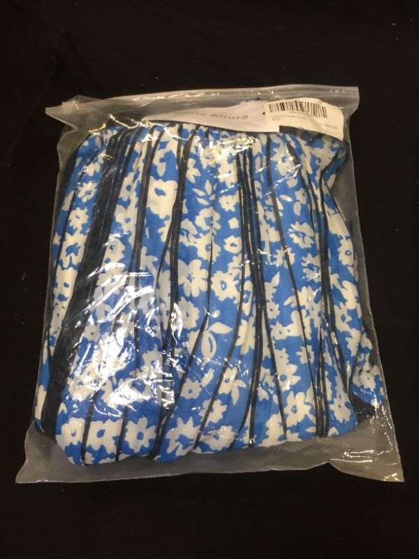 Photo 2 of Charis Allure Women's Floral Print Pleated Skirt A-line Chiffon Midi Skirts Medium Blue