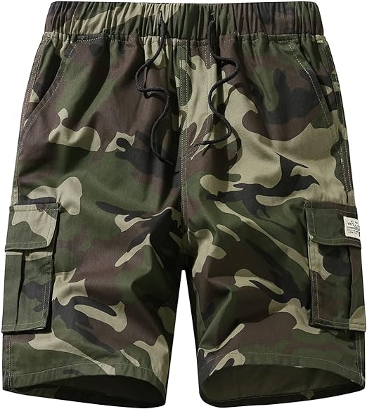 Photo 1 of Msmsse Men's Cargo Shorts Elastic Waist Drawstring Summer Casual Cotton Work Athletic Shorts US 40