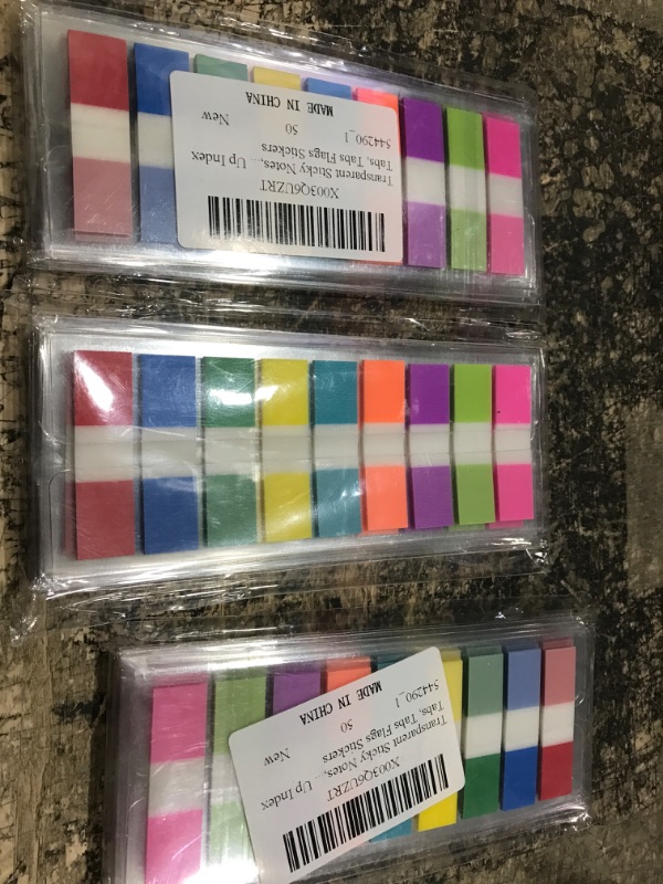 Photo 2 of Lusofie 900 Pcs Color Index Classification Label, Sticky Note Tabs Colored Writable and Repositionable Book Flags Tabs Strip Index Tabs Book Reading Notes Sorting Files  3 packs