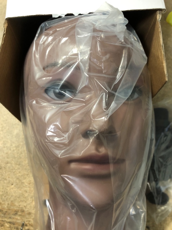 Photo 2 of Afro American Mannequin Head for Wigs Black Styrofoam Mannequin Head with Female Face Bald Mannequin Head for Making Wigs