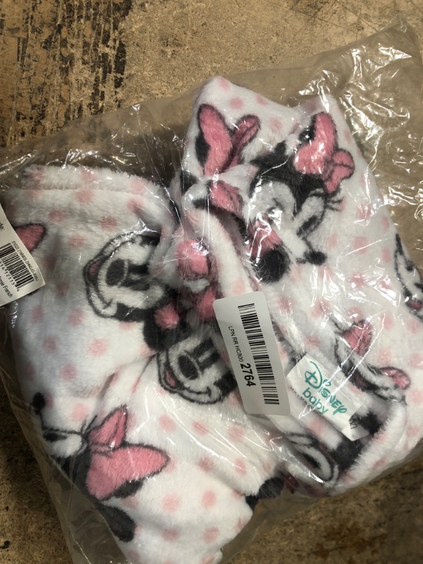 Photo 2 of Disney Minnie Mouse, Pink, White And Black Super Soft Plush Baby Blanket, Pink, White, Black Disney Minnie Mouse Polka Dot