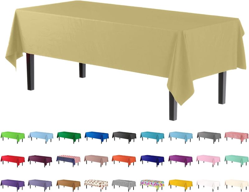 Photo 1 of  6-Pack Premium Plastic Tablecloth 54in. x 108in. Rectangle Plastic Table Cover - Red
